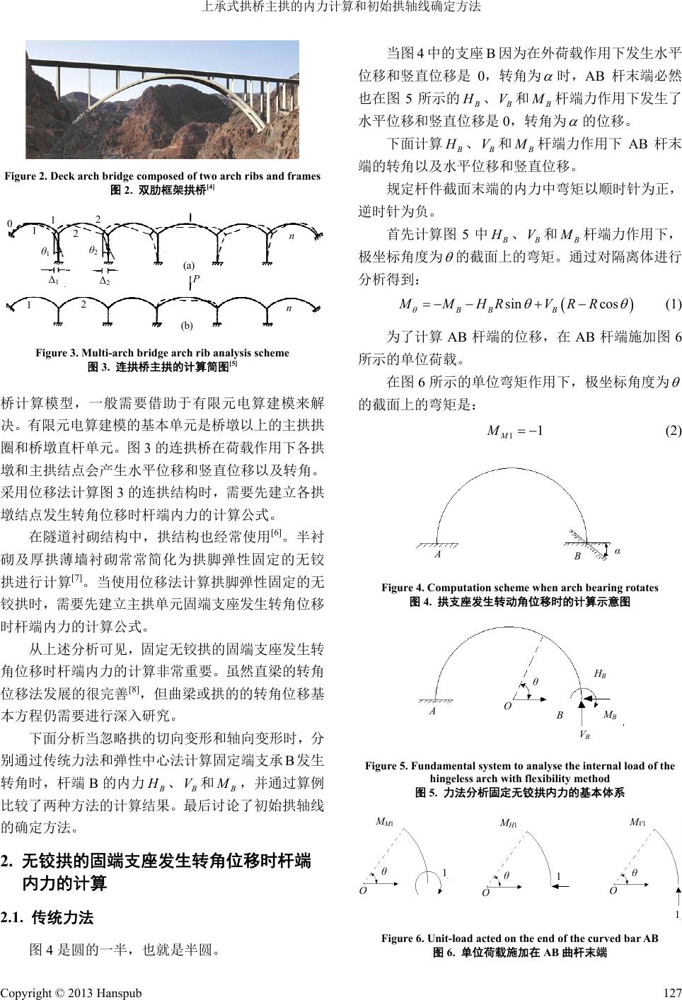 上承式拱桥主拱的内力计算和初始拱轴线确定方法determination Of Deck Arch Bridge Arch Rib Internal Load And Preliminary Design Of Arch Axis