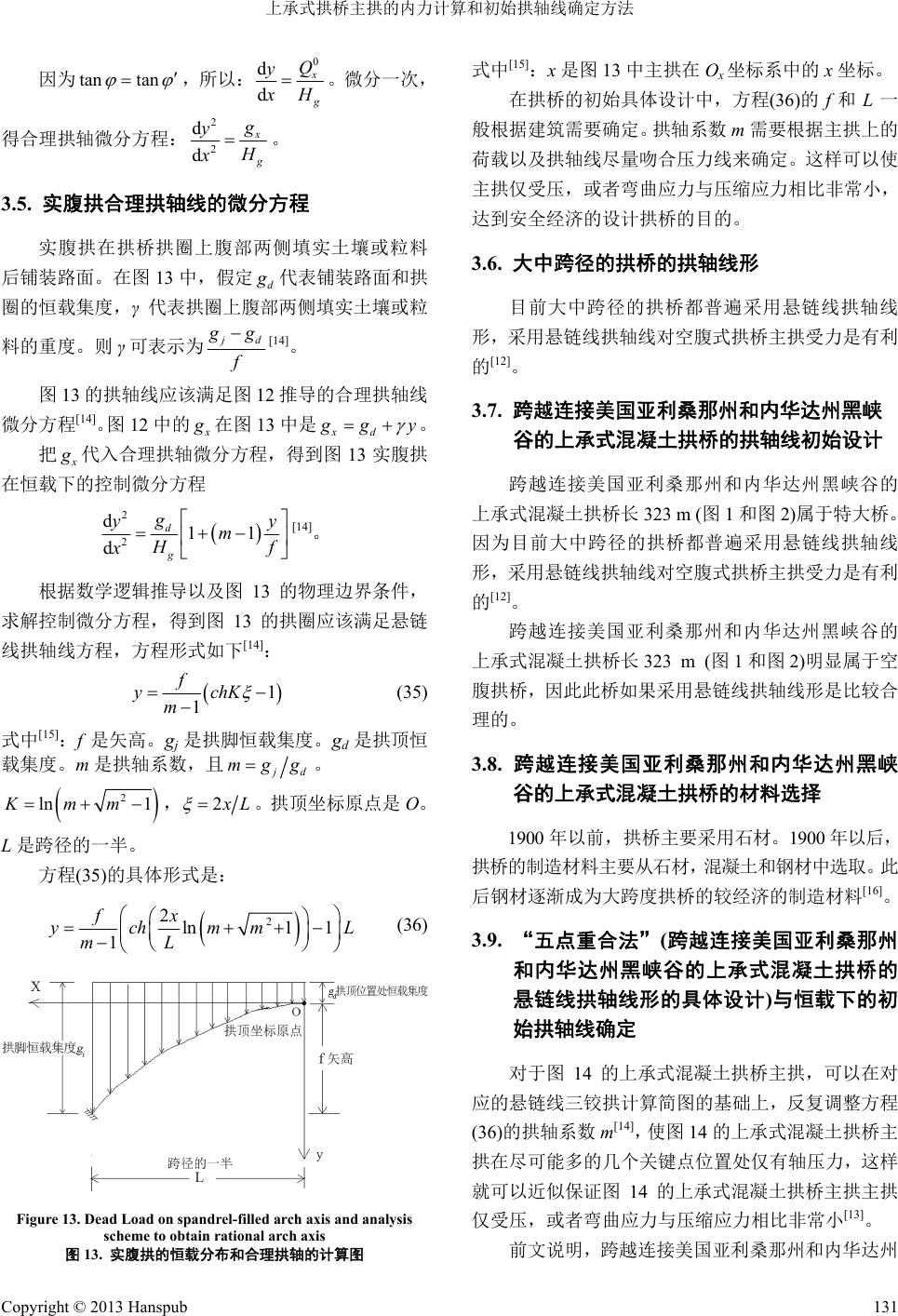 上承式拱桥主拱的内力计算和初始拱轴线确定方法determination Of Deck Arch Bridge Arch Rib Internal Load And Preliminary Design Of Arch Axis