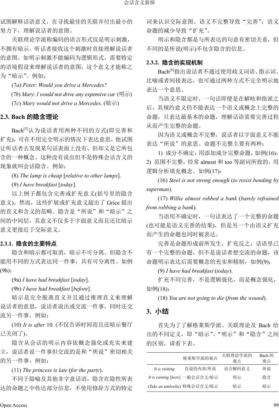 会话含义新探——暗示或明示还是隐含？ Revisiting Conversational Meaning——Is It Implicature,  Explicature or Impliciture?