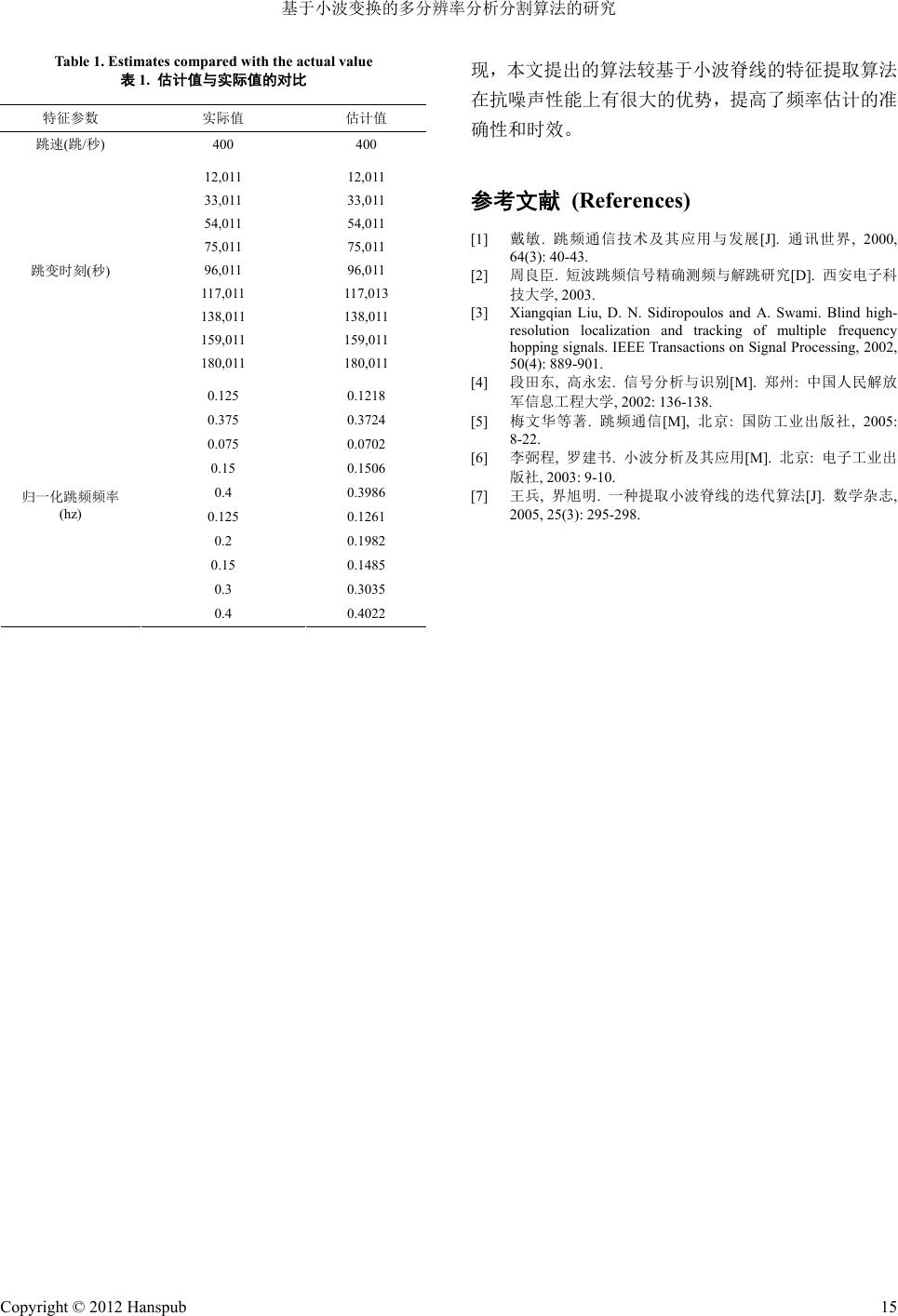 基于小波变换的多分辨率分析分割算法的研究The Multi-Resolution Analysis Segmentation Research  Based on Wavelet
